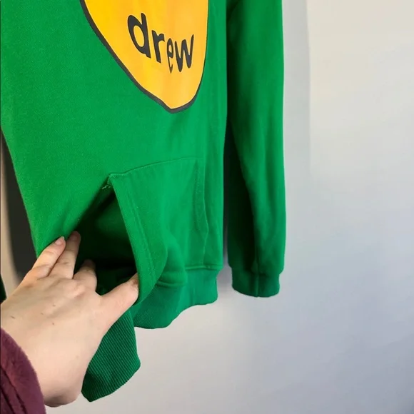 Drew House Green Hoodie With Yellow Smiley Logo Oversized Justin Bieber Size L - Picture 6 of 13